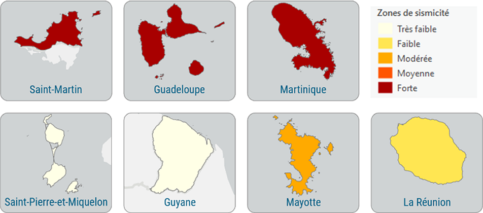 Cartographie de la sismicité dans les territoires d’outre-mer français : Guadeloupe, Martinique, Mayotte...