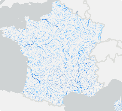Carte de France des zones inondables avec période de retour de 200 ans, selon les données CCR