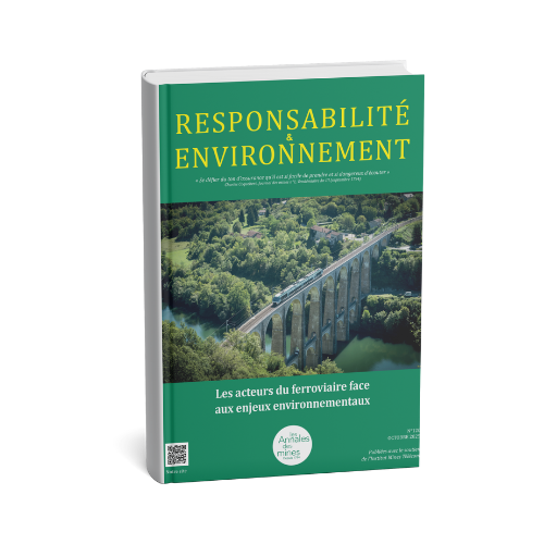 Couverture de la revue Responsabilité & Environnement n°120, Les acteurs du ferroviaire face aux enjeux environnementaux, Annales des Mines.